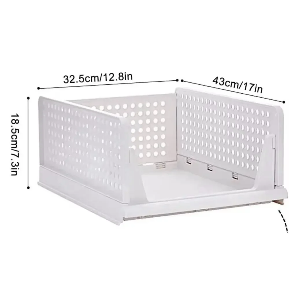 Stackable Plastic Storage Basket Foldable Closet Organizer Drawer Wardrobe Bins